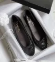 Chanel black crocodile matte ballerie