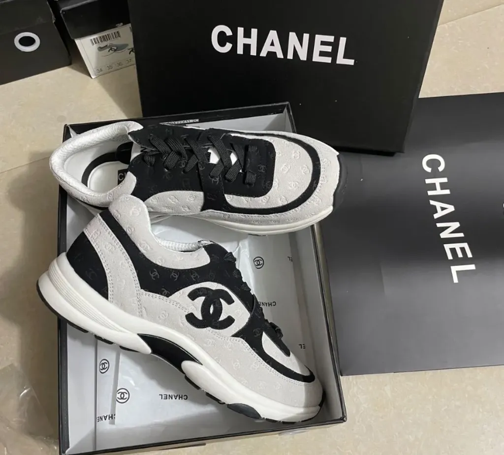 Chanel black white sneakers