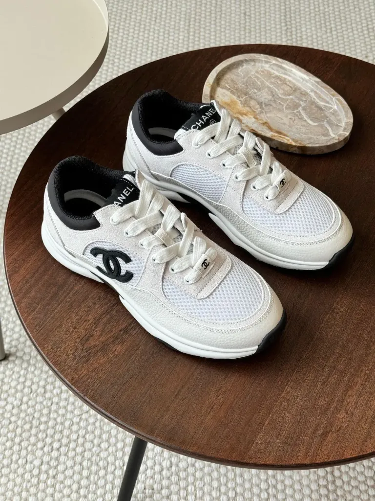 Chanel white black sneakers