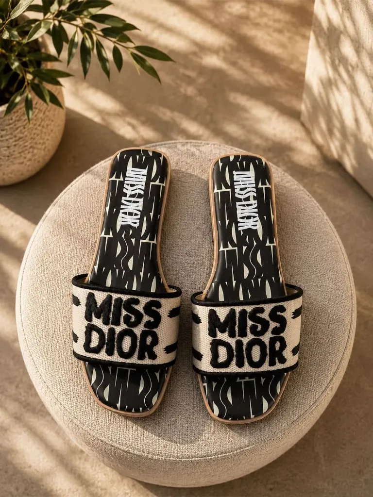 Miss dior slipper beige green