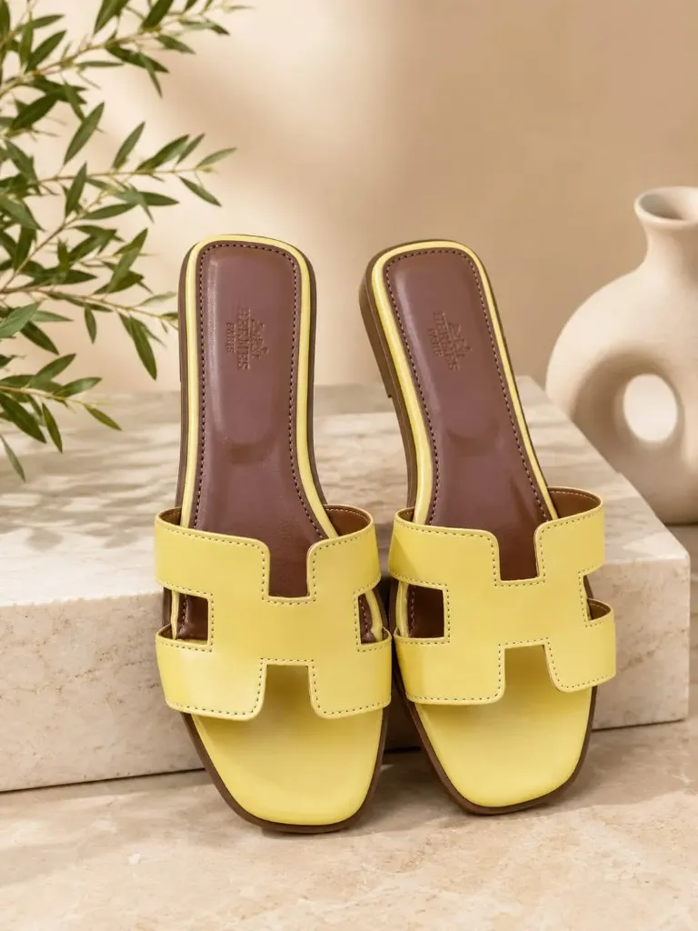 Hermes slipper yellow