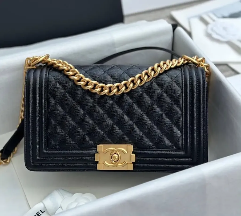 Chanel lock bag black gold