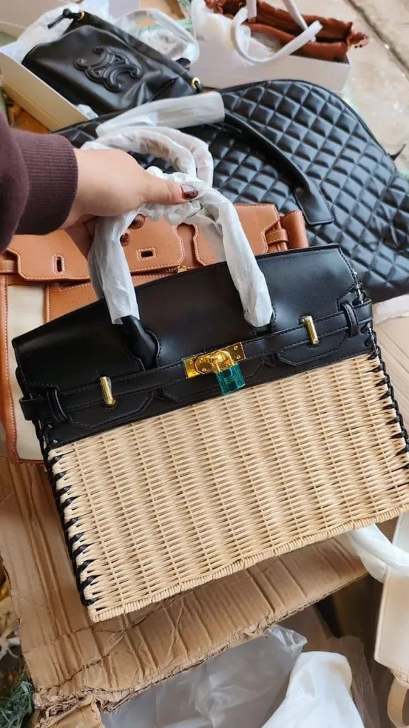 Hermes birkin bag straw black 2