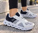 On cloud runner white grey black